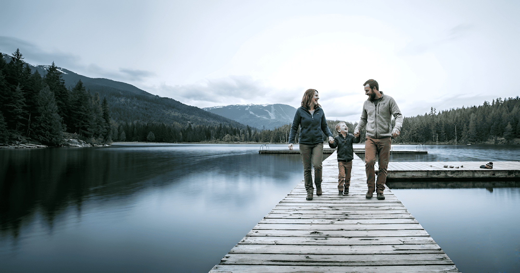 Happy family at home planning together
